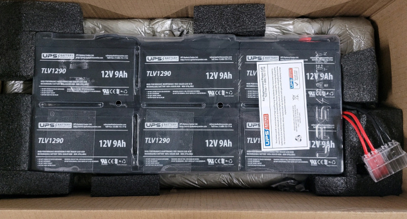 New - UPS Battery Center TLV1290 12 Volt 9Ah Sealed Lead Acid Rechargeable Battery Bank w/Nut & Bolt Terminals , Six (6) Batteries . Retail $350