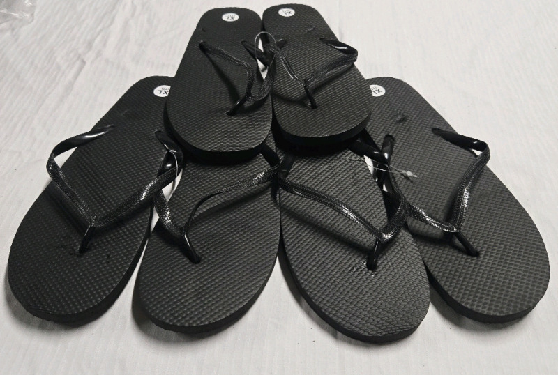 3 New Pairs XL Size 11 | Plain Black Flip Flops