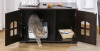 New - PawHut Cat Litter Box Enclosure Hidden Cat Furniture Cabinet , Indoor Cat Washroom Double-door Nightstand End Table w/Cat Hole Window . Retail $100 - 4