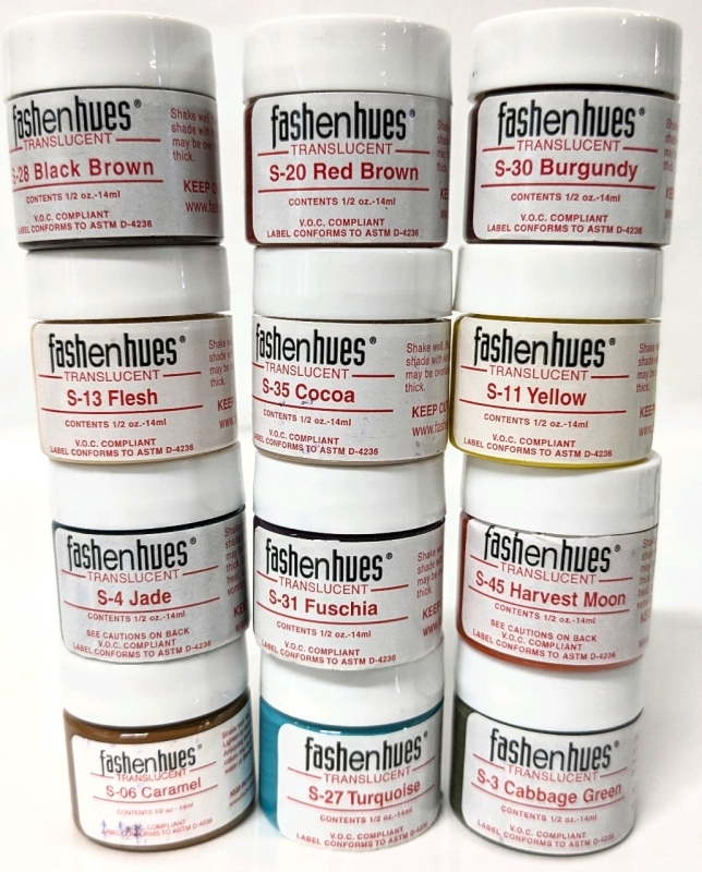 12 New FASHENHUES Translucent Ceramic Bisque / Wood / Canvas Stains | 14ml each | Lot Retails for Over $70!
