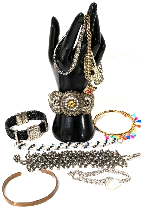 Assorted Vintage to Modern Bracelets & Bangle : Copper, Beaded, AB Aurora Borealis, Magnetic, Charm & More! | Most Bracelets 7" Long, Bangle 2.25" Diameter