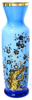 Gorgeous Vintage Cobalt Blue over Milk Glass Vase with Gold Details & Trim | 8.15" Tall