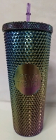 New Colourful Textured "Law Nerd" Coffee Tumbler with Straw. 9" Tall, 4" Across at Widest