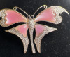 BUTLER Butterfly Pink Mother of Pearl rhinestone Brooch - 2