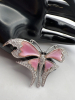 BUTLER Butterfly Pink Mother of Pearl rhinestone Brooch - 4