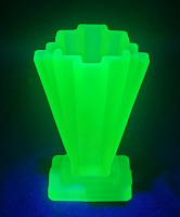 Vintage Art Deco Satin Glass Uranium Glass Vase , Measures 4" Tall . No chips or cracks