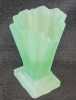 Vintage Art Deco Satin Glass Uranium Glass Vase , Measures 4" Tall . No chips or cracks - 3