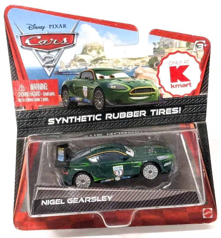New Pixar CARS 2 "Nigel Gearsley" Toy Car with Synthetic Rubber Tires!