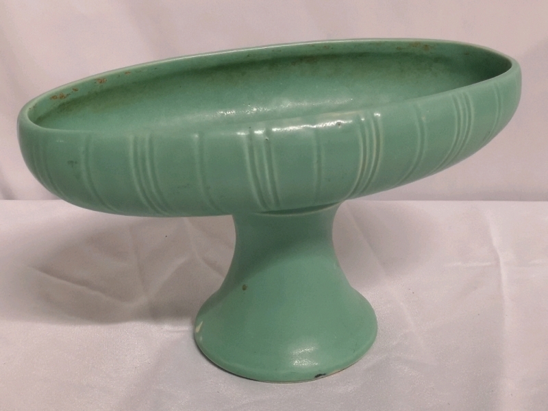 Vintage Floral one USA 463 Footed Pottery Dish - 10.5" L, 5" W & 6.25" H
