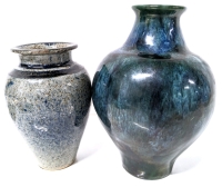 2 Vintage Fun Ceramic & Stoneware Vases | 7" - 9" Tall