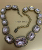 Heidi Daus Signed Exquisite Elegance Pale Gold Tone Pink Crystal Necklace - 2