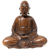 Fantastic Carved Wooden Meditating Buddha | 8" Tall