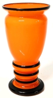 Small Yet Stunning & Vibrant Orange & Black Over Clear Glass Vase | 2.1" Diameter x 4" Tall