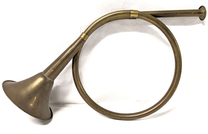 Vintage Brass Decorative Hunting Horn with Attached Mouthpiece| 13.5" Long
