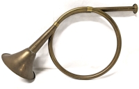 Vintage Brass Decorative Hunting Horn with Attached Mouthpiece| 13.5" Long