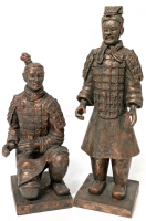 2 Vintage Resin Replica Terracotta Warriors Figures | Both Stamped &copy;G.A. | 5.5" - 7.75"