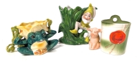 3 Small Vintage Handpainted Miniature Planters : Frog, Elf & Pig | 1 Stamped Made in Japan | 2.25" - 4" Tall