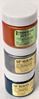 3 New FASHENHUES 14K Kolors & Luminescent Kolors Metallic Opaque Stains for Finished Bisqued Ceramics / Wood / Canvas | 1 FL OZ ea | Retails for Over $35!