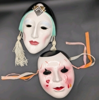 Stunning Vintage Vandor Ceramic Mask Designed by Pelzman Designs & Vintage Ceramic Pierrot in Love Mask