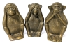Vintage Set of 3 Brass "Hear No Evil, See No Evil, Speak No Evil" Monkey Figures | Made in Korea | 4.75" Tall