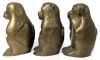 Vintage Set of 3 Brass "Hear No Evil, See No Evil, Speak No Evil" Monkey Figures | Made in Korea | 4.75" Tall - 2