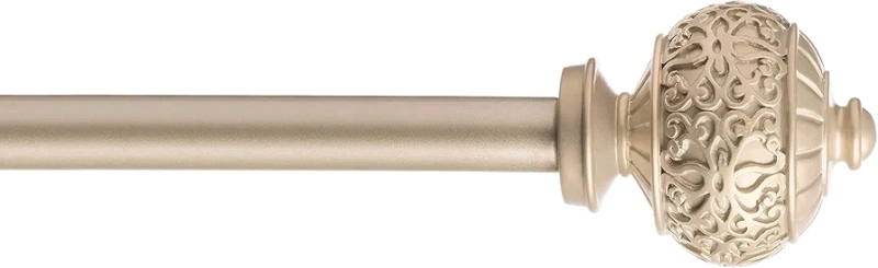 New - Sheffield Home Enchante Accessories Intricate Carved Finial Curtain Rod 66"-120" , Satin Nickel . Stock photos used