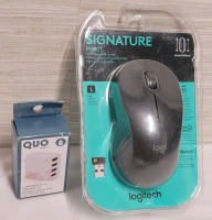 New - Logitech Wireless Computer Mouse for Large Hands & Quo 4USB Multi Device Charging Port