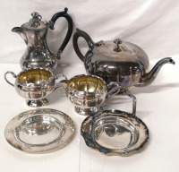 Vintage Silver Plate Sugar, Creamer, Teapot & Coffee Pot+