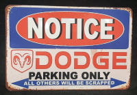 New "Dodge Parking Only" Metal Sign - 1ft X 9"