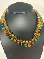 Lucite Multi Bulb Choker Vinatge Choker Necklace 15 inch Hook over clasp