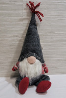 New - Home Decor Holiday Grey Sitting Gnome , measures 17"