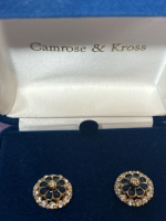 Camrose & Kross Jacqueline<br/>Bouvier Kennedy JBK Blue Enamel & Crystal Earrings Boxed