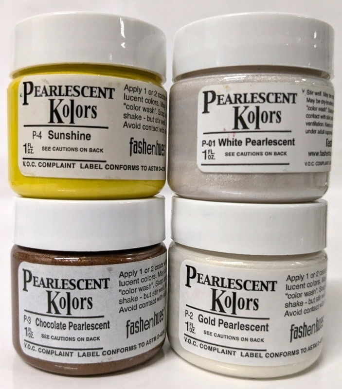 4 New FASHENHUES Pearlescent Kolors Ceramic Bisque / Wood / Canvas Stains | 1 FL. Oz Ea | Lot Retails for Over $40!
