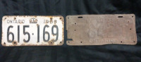 Vintage Ontario License Plates 1938, 1958