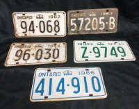 Vintage Ontario License Plates 1962, 1963, 1964, 1965, 1966