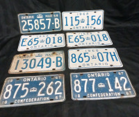 Vintage Ontario License Plates 8 Total 1967 to 1968
