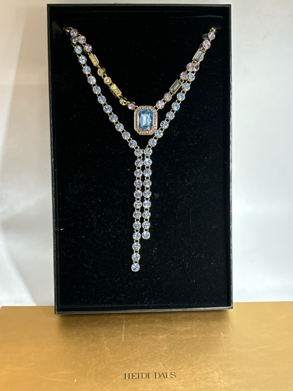 HEIDI DAUS 2 Piece Tanzanite Crystal Necklaces Boxed Stunning
