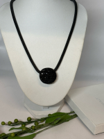 Fabulous Black Mesh Necklace Black Reversible Sparkly Round Medalian RMN