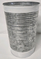 6 New | 10.5" Tall Metal Planter Buckets With White Accent
