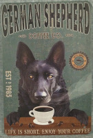 New "German Shepherd Coffee" Metal Tin Sign 12x8"