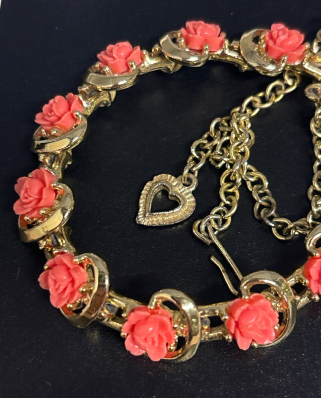 Vintage Celluloid Carved Rose Choker