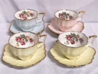 4 Vintage Salisbury Teacups & Saucers - England