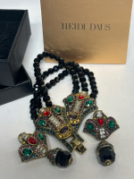 HEIDI DAUS Art Deco Bracelet & Earrings Signed Swarovski Crystals