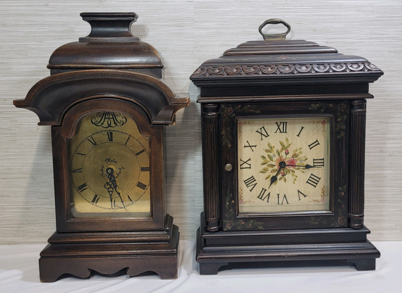 Two (2) Mantle Quartz Chime Clocks . Both Not Working , Show Only . Measures 13.5"&times;18.5" & 10"&times;18.5"