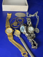 Boxed Jewellery Lot Watches Chains Medals