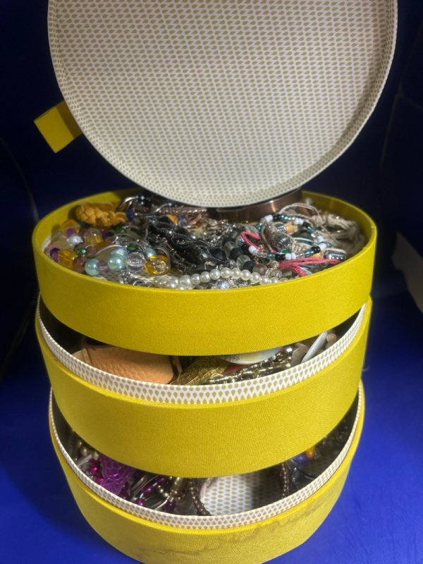 Three Tiers Full of Jewellery for Wear and Crafting