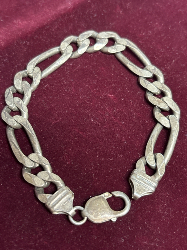 925 Sterling Silver Stamped Italy Chunky Bracelet 8 inch