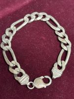 925 Sterling Silver Stamped Italy Chunky Bracelet 8 inch