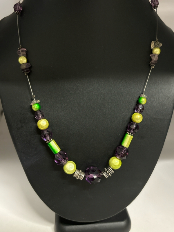 Silver Rainforest Toggle Beaded Necklace