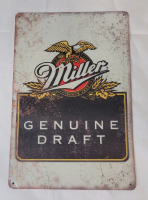 New - Miller Genuine Draft Tin Sign . Measures 8"&times;11 3/4" .